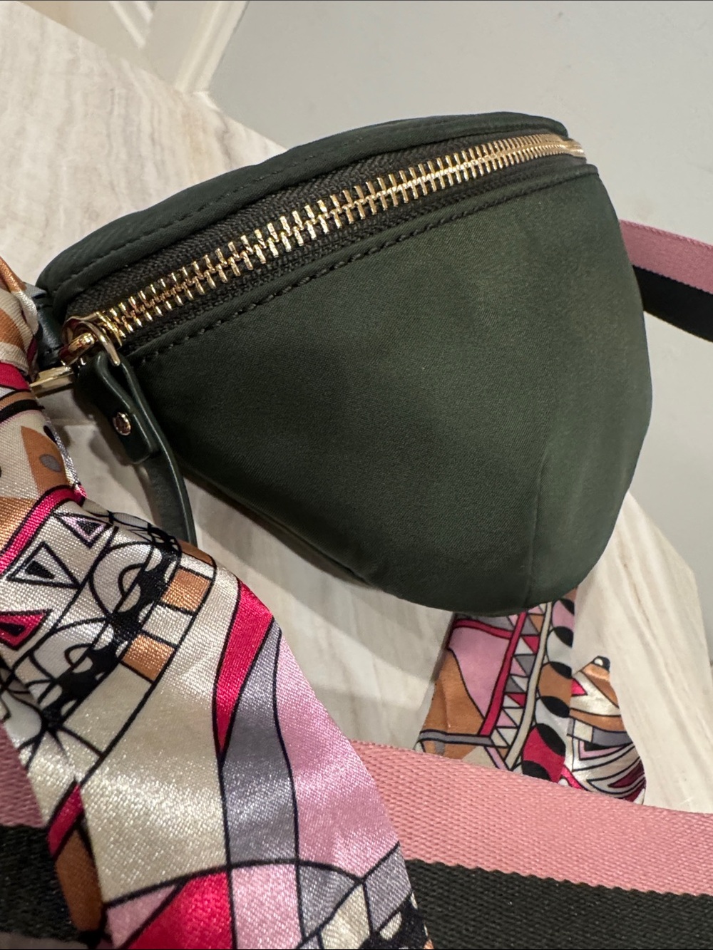 Kate Spade Bag Watson Lane Varsity Stripe Green Pink Betty Nylon Belt Bag - Picture 9 of 17